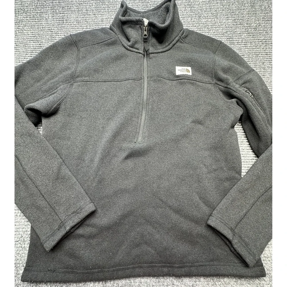 North Face Pullover Sweater Mens Medium Black Half Zip Fleece Outdoor Pocket Zip